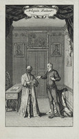 KG 12031
<br/>
Theaterscène: Arlequin Traitant.
<br/>
<em>Picart, Bernard (1673-1733) - attr.</em>